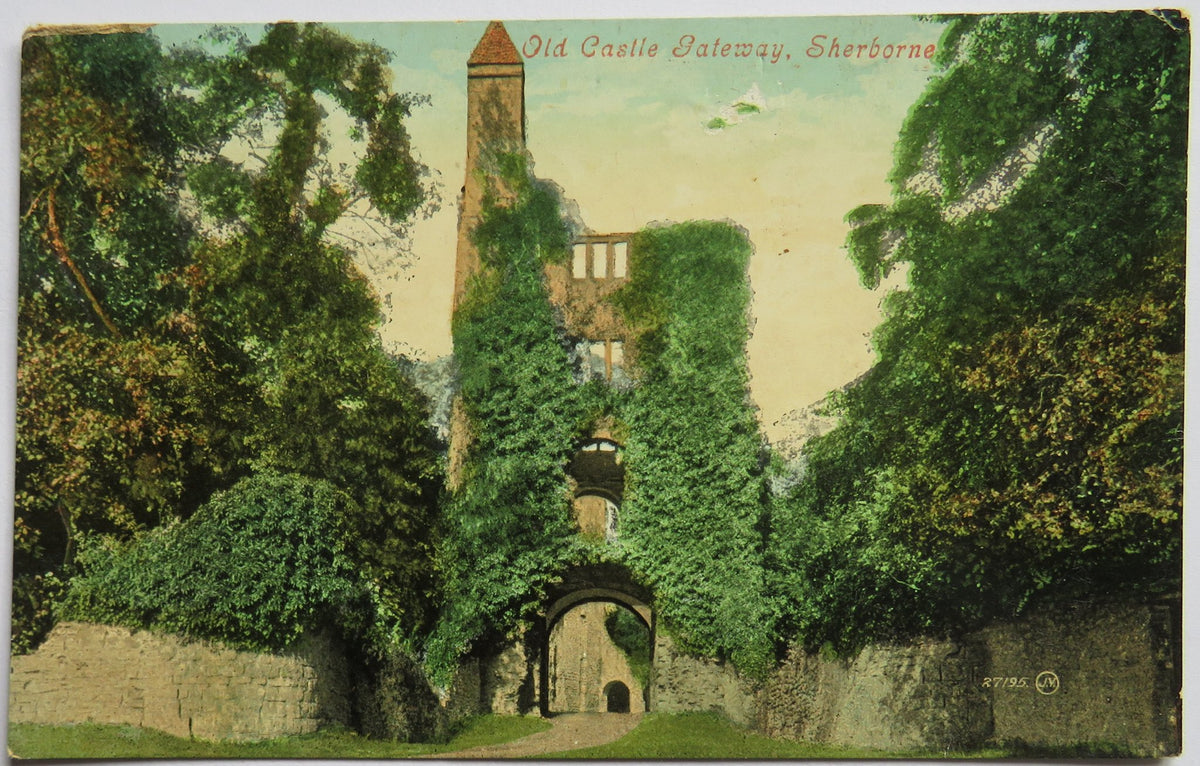 Vintage Postcard of Old Castle Gateway, Sherborne - Valentine's Series