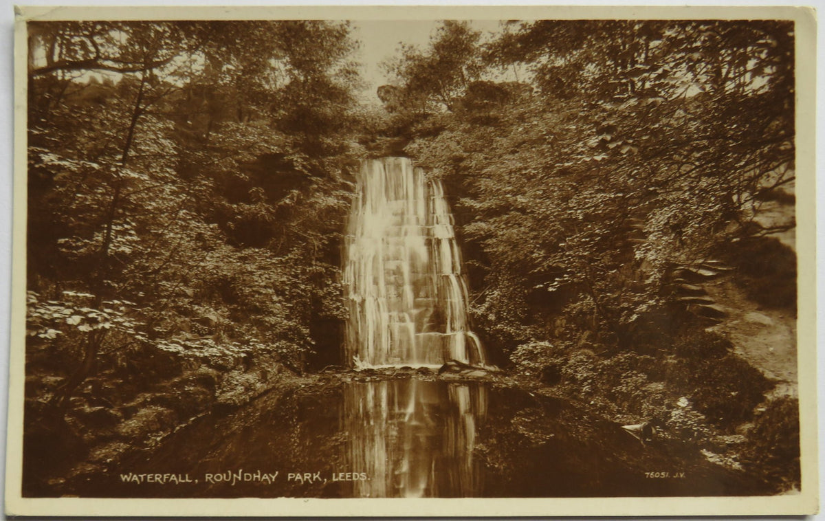 Vintage Postcard of Waterfall, Roundhay Park, Leeds