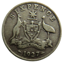 Load image into Gallery viewer, 1927 King George V Australia Silver Sixpence Coin
