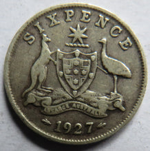 Load image into Gallery viewer, 1927 King George V Australia Silver Sixpence Coin
