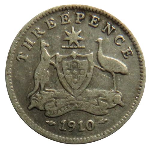 1910 King Edward VII Australia Silver Threepence Coin