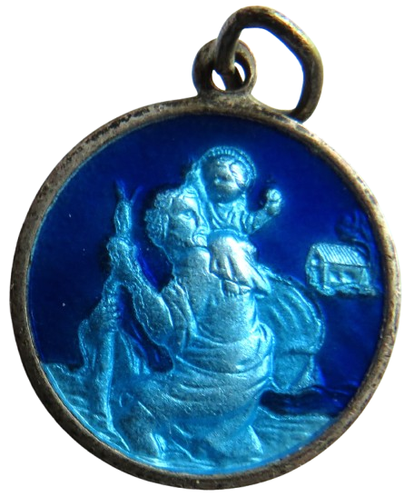 Antique Religious Italian Souvenir Pendant "St Christopher"