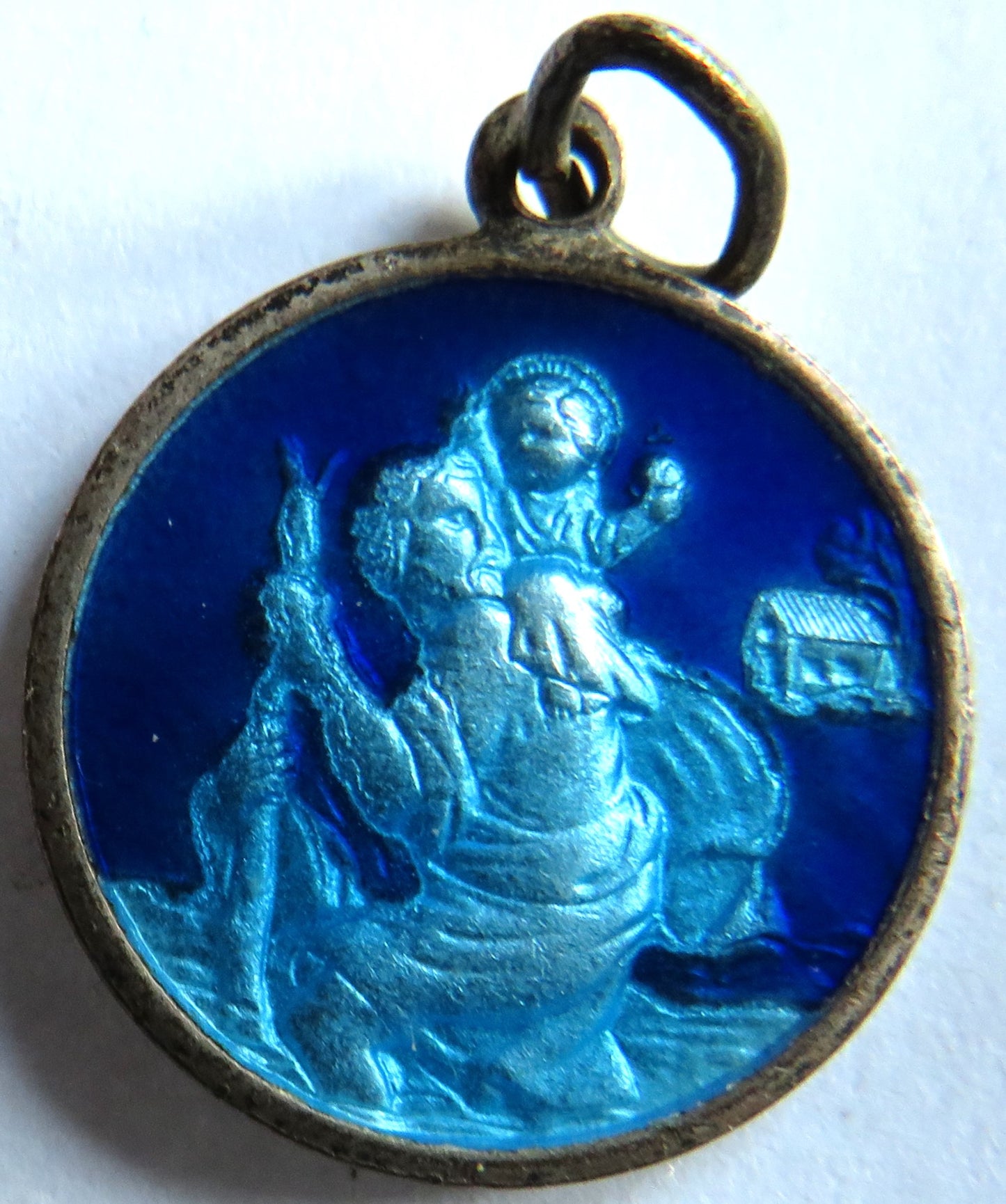 Antique Religious Italian Souvenir Pendant "St Christopher"