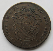 Load image into Gallery viewer, 1865 Belgium 2  Centimes Coin
