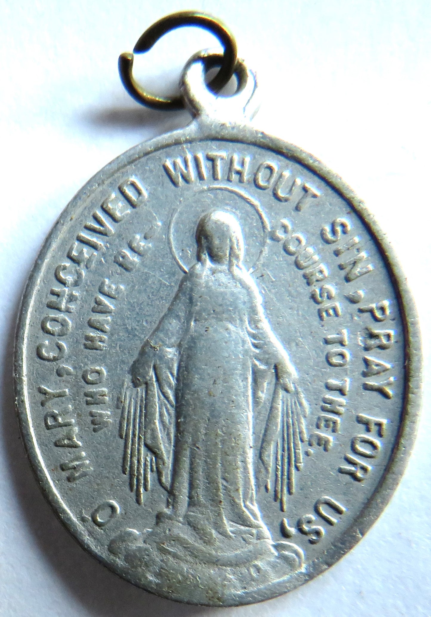 Antique Religious Souvenir Medal "Mary"