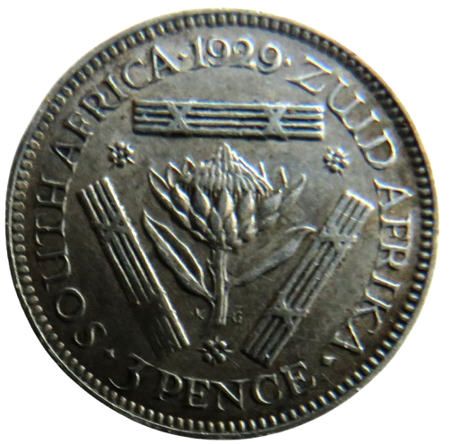 1929 King George V South Africa Silver Threepence Coin