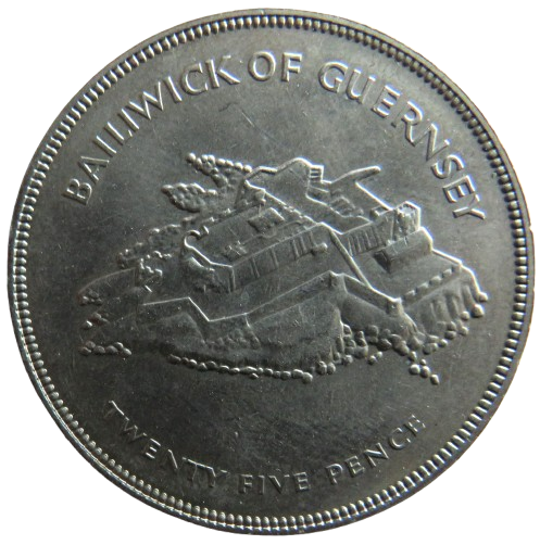 1977 Bailiwick Of Guernsey 25 Pence / Crown Coin