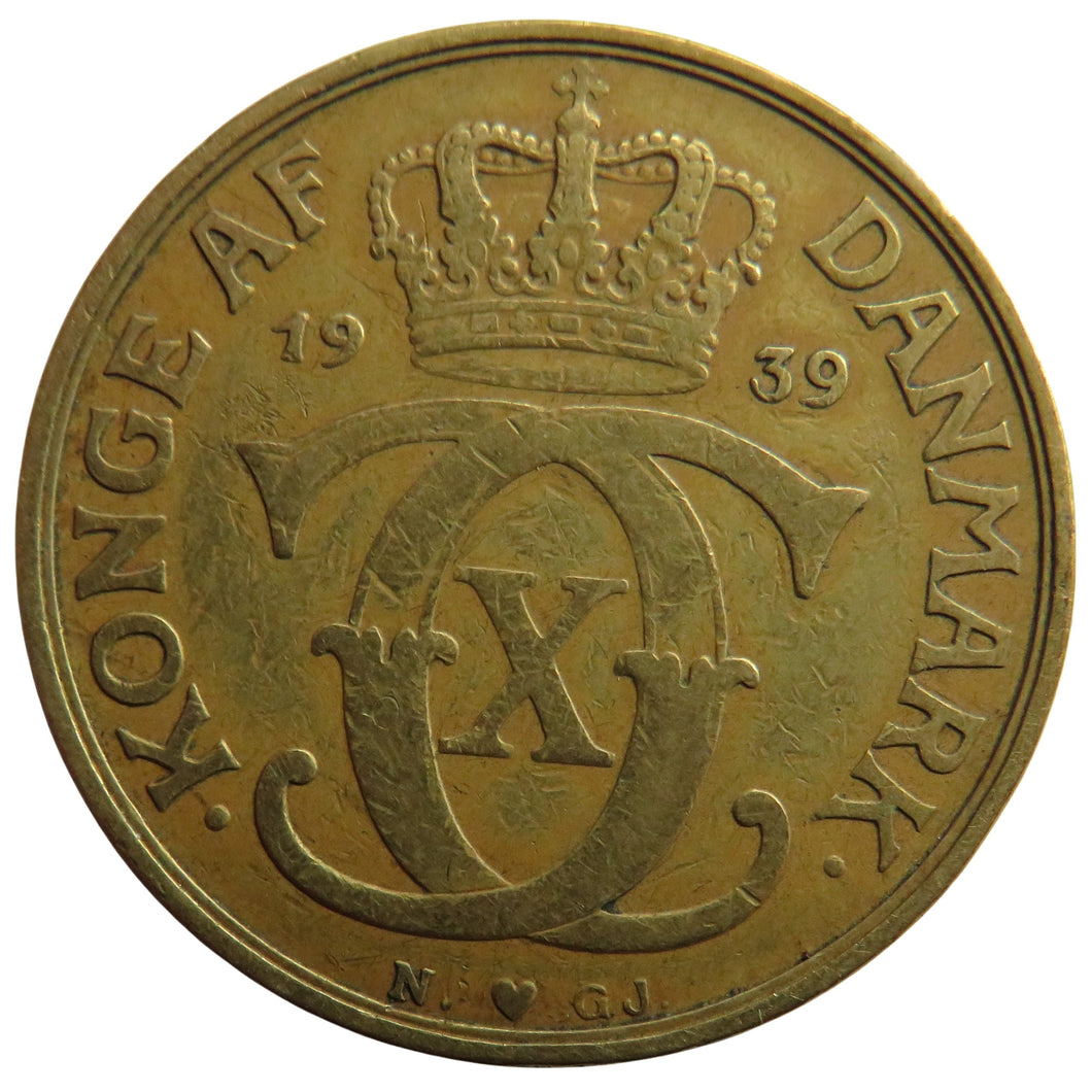 1939 Denmark 2 Kroner Coin