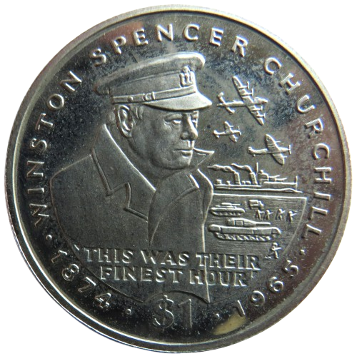 1995 Republic of Liberia $1 Coin Winston Spencer Churchill