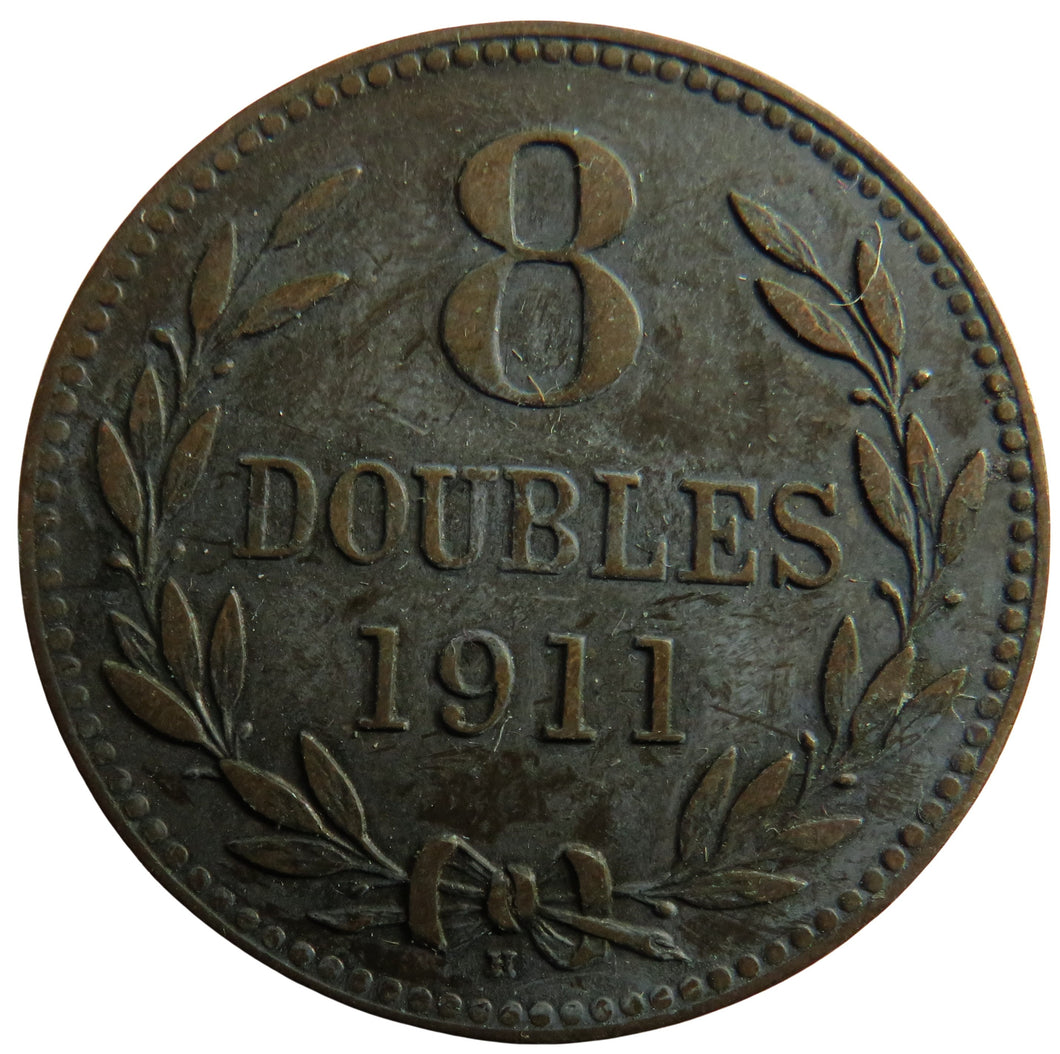 1911-H Guernsey 8 Doubles Coin