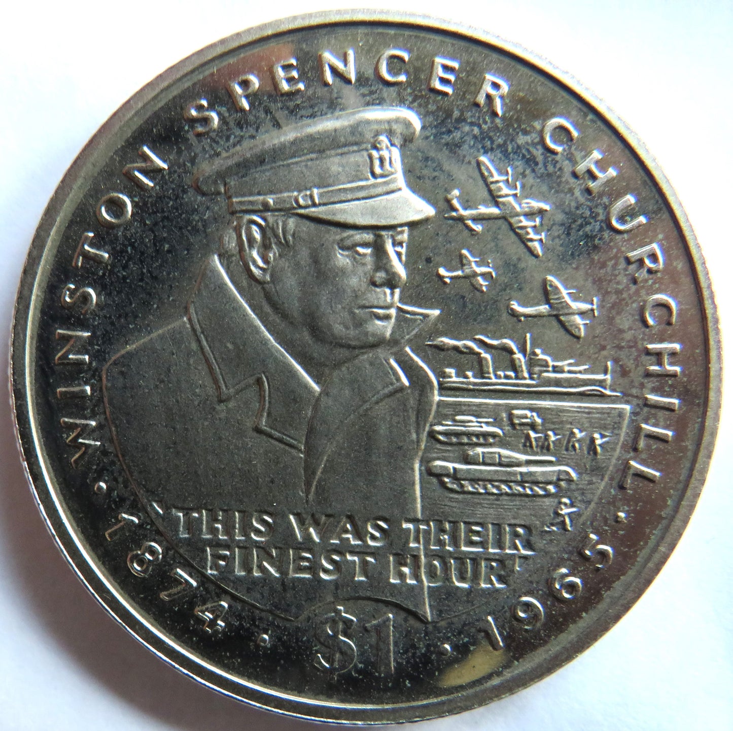 1995 Republic of Liberia $1 Coin Winston Spencer Churchill
