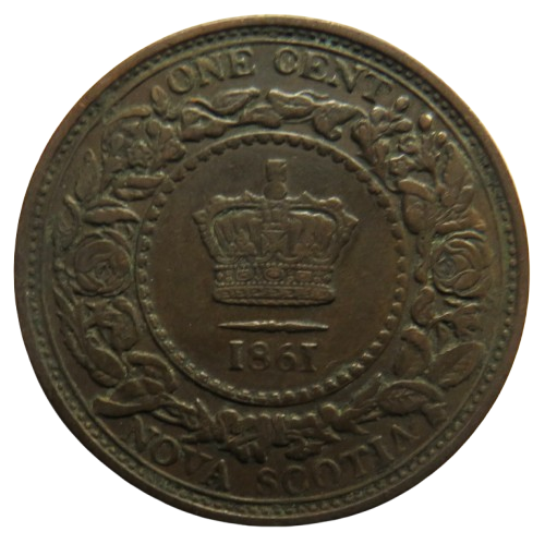 1861 Queen Victoria Nova Scotia One Cent Coin