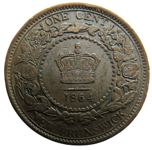 1864 Queen Victoria New Brunswick One Cent Coin In Excellent Condition