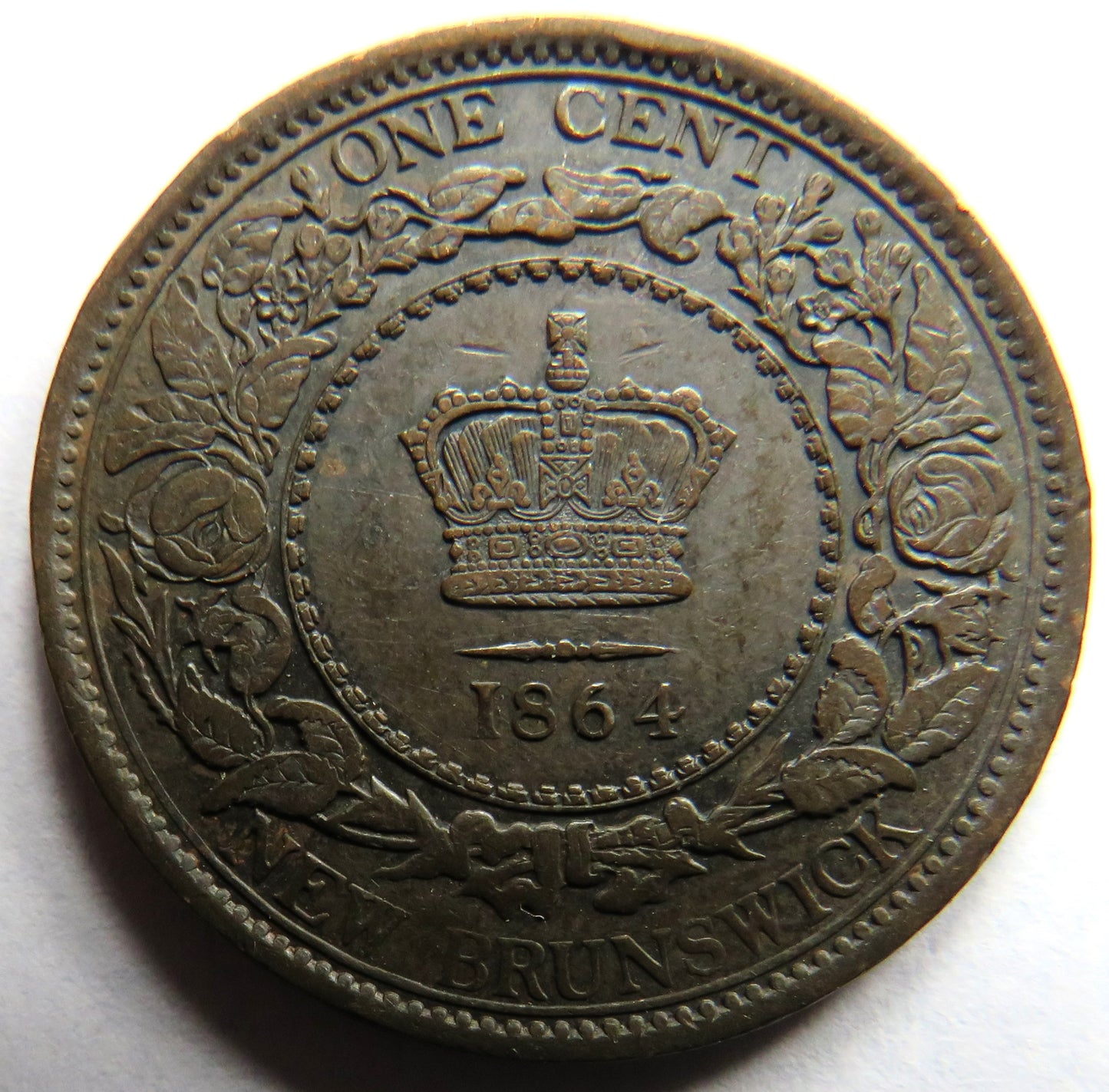 1864 Queen Victoria New Brunswick One Cent Coin In Excellent Condition