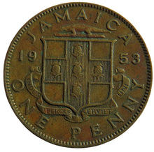 Load image into Gallery viewer, 1953 Queen Elizabeth II Jamaica One Penny Coin
