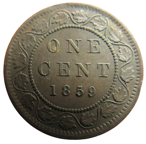 1859 Queen Victoria Canada One Cent Coin