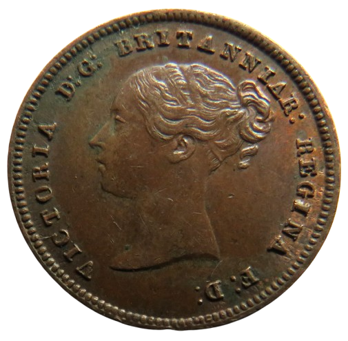 1843 Queen Victoria 1/2 Half-Farthing Coin In Higher Grade