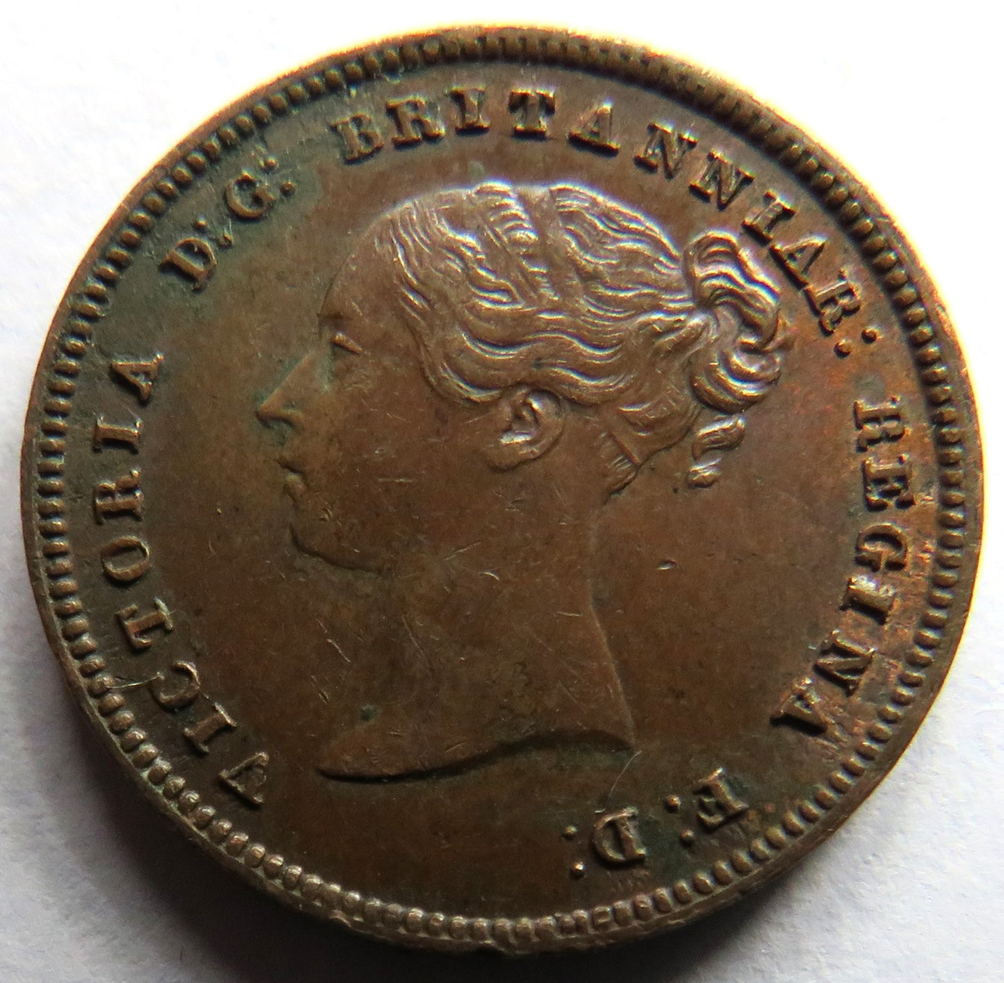 1843 Queen Victoria 1/2 Half-Farthing Coin In Higher Grade