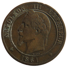 Load image into Gallery viewer, 1861-BB France Napoleon III 10 Centimes Coin
