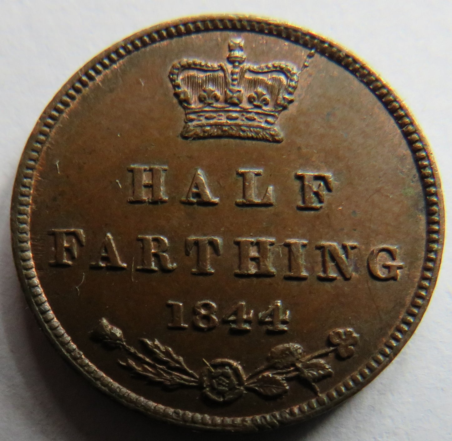 1843 Queen Victoria 1/2 Half-Farthing Coin In Higher Grade