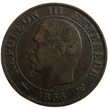 Load image into Gallery viewer, 1855-W France Napoleon III 5 Centimes Coin
