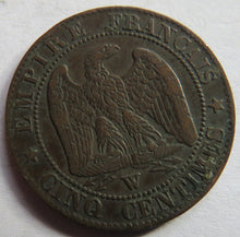 Load image into Gallery viewer, 1855-W France Napoleon III 5 Centimes Coin
