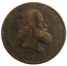 Load image into Gallery viewer, 1869 Brazil 20 Reis Coin
