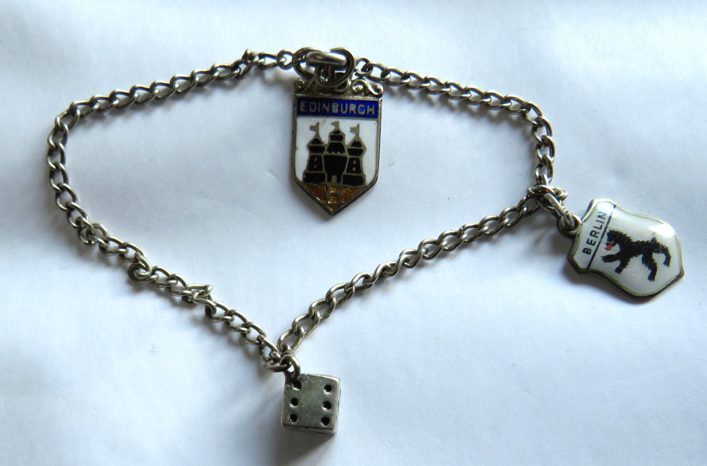 Vintage Silver Charm Bracelet With 3 Charms
