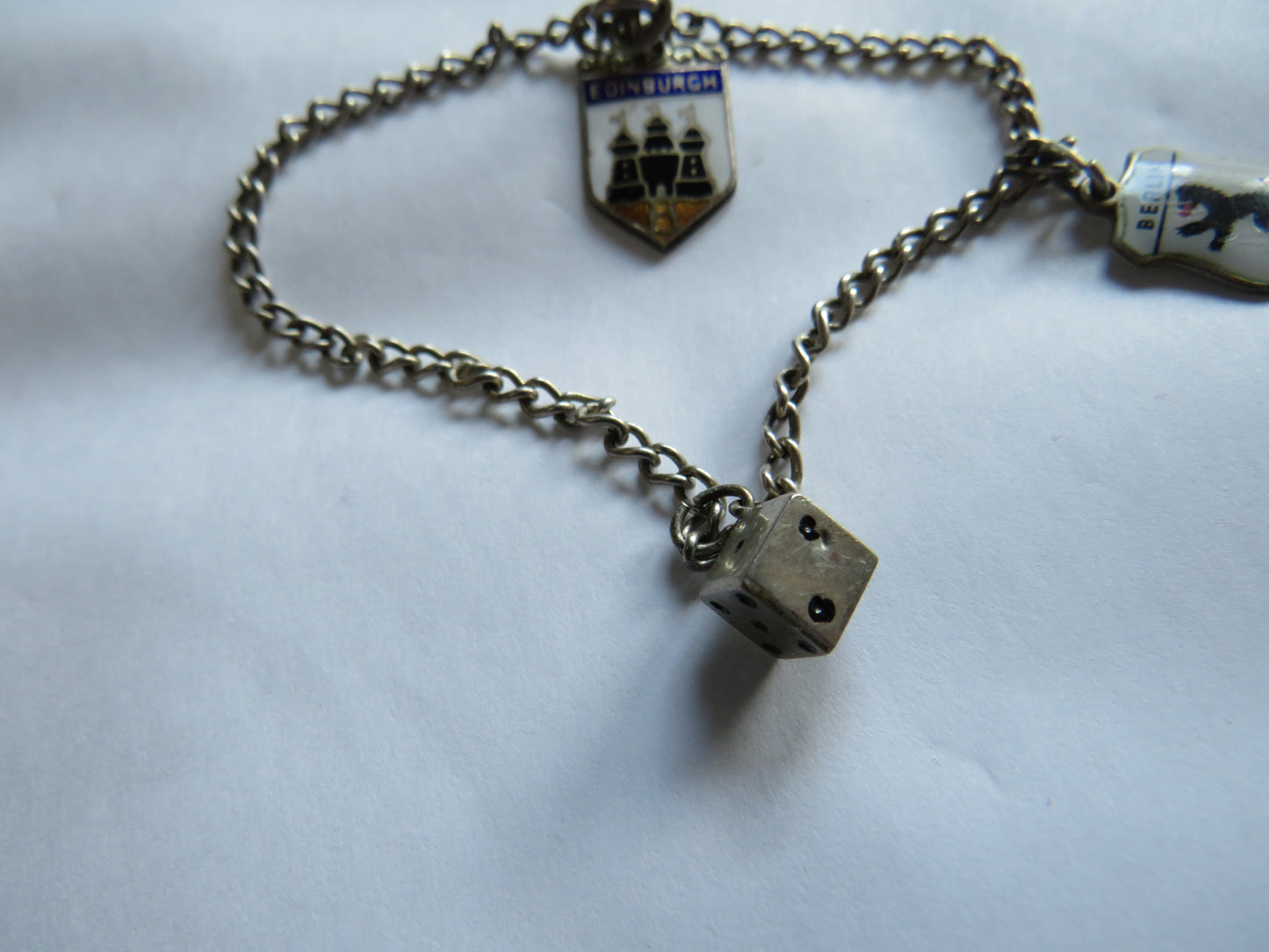 Vintage Silver Charm Bracelet With 3 Charms