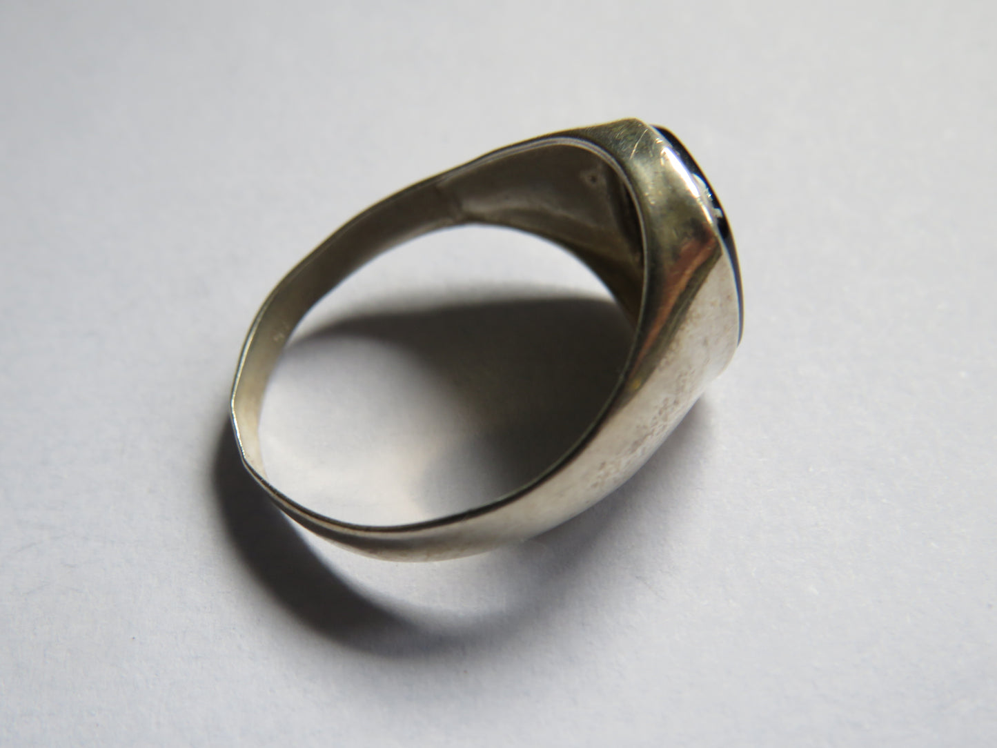 Vintage Men's Silver & Black Stone Ring - Size U
