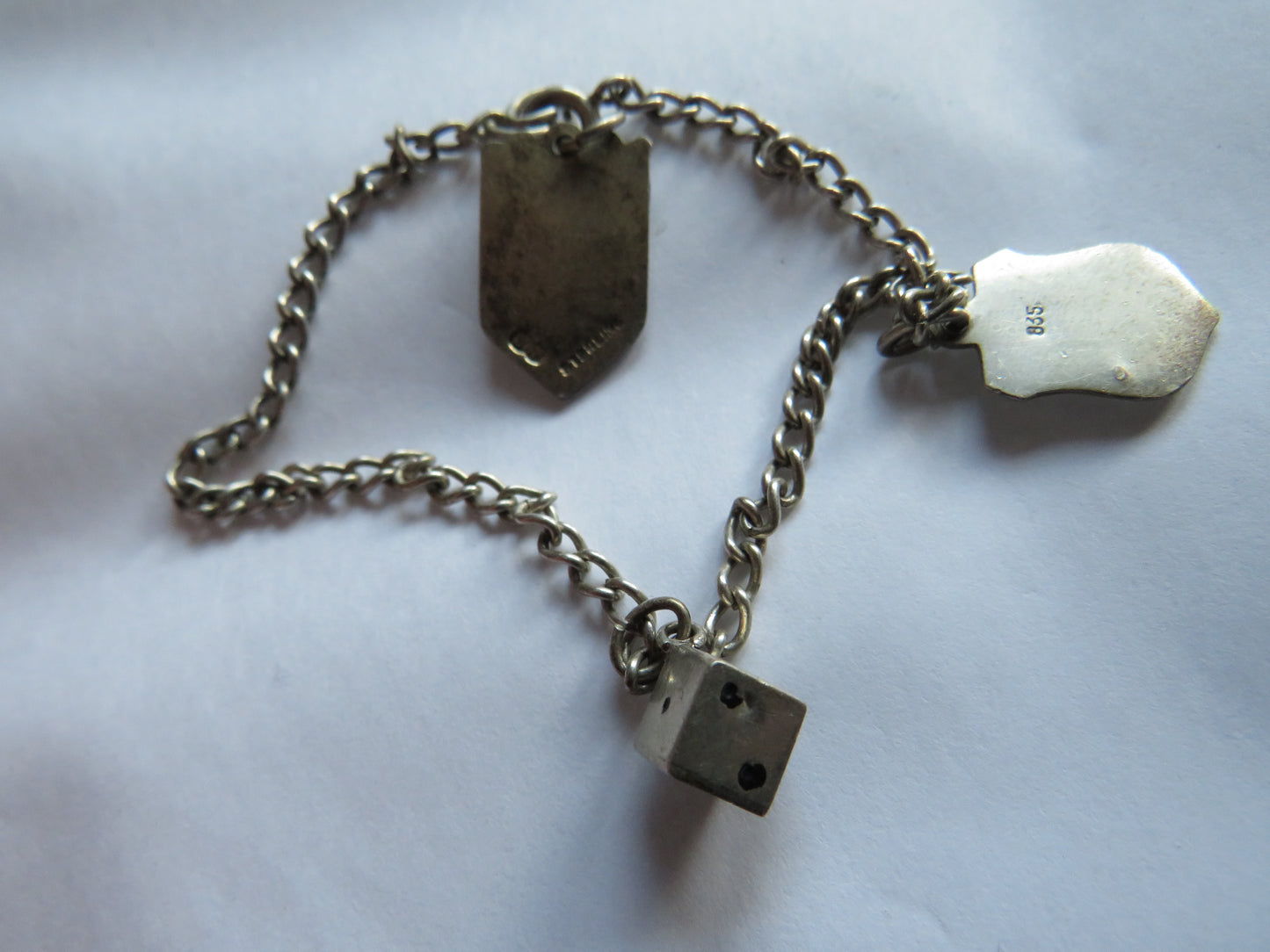Vintage Silver Charm Bracelet With 3 Charms