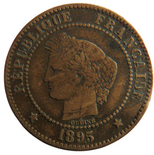 Load image into Gallery viewer, 1895-A France 2 Centimes Coin
