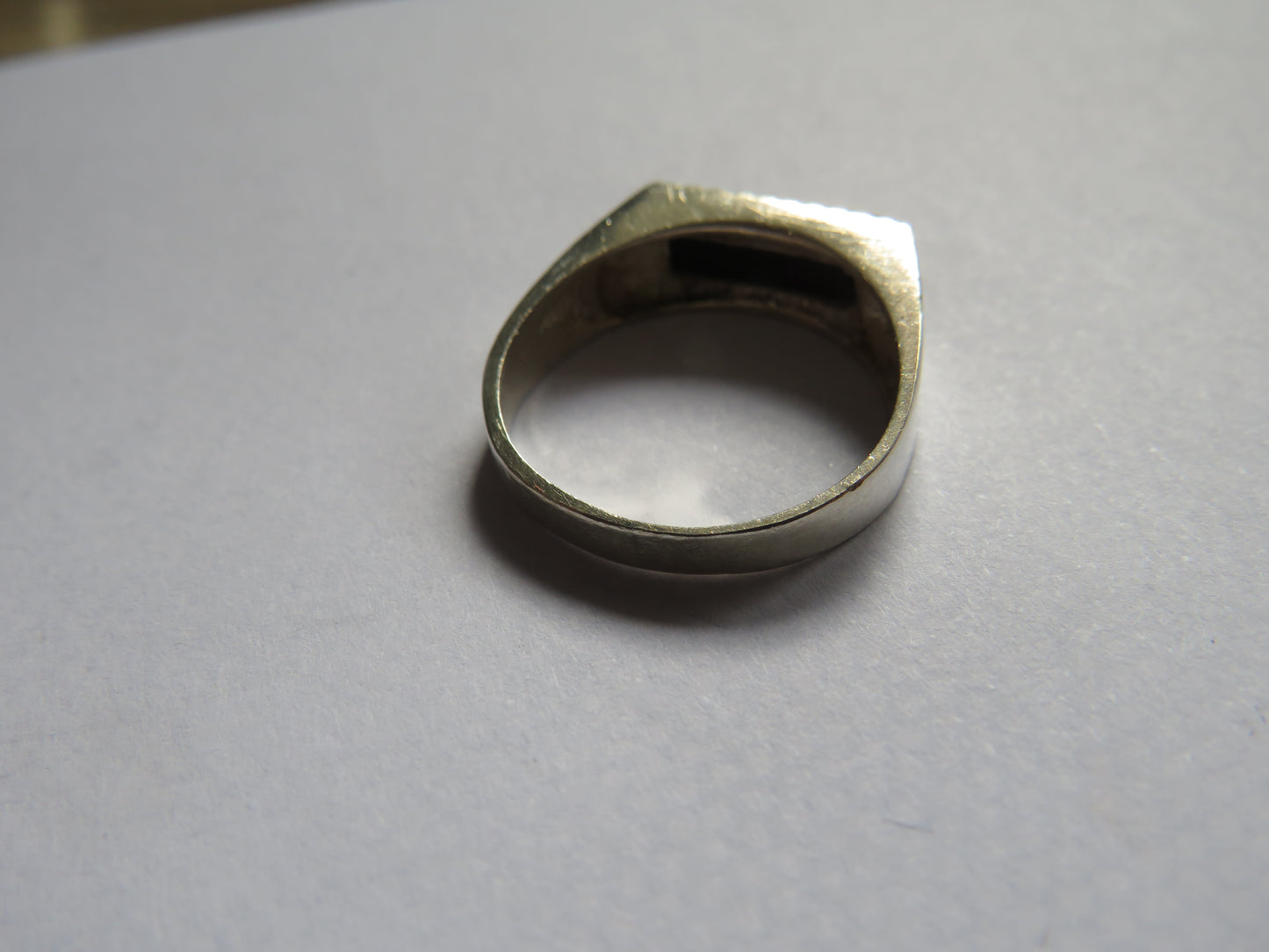 Vintage Silver & Black Stone Ring - Size P
