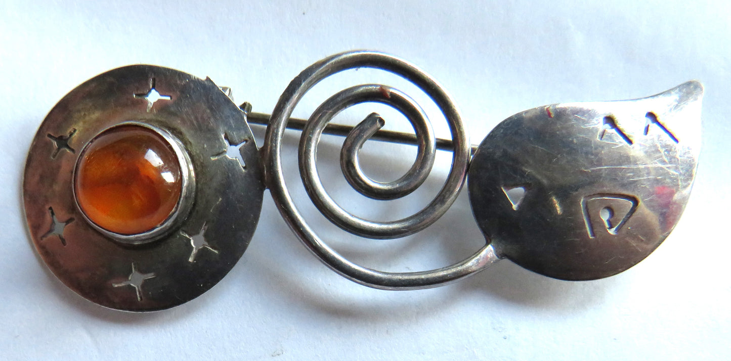 Ladies Sterling Silver Modernist Brooch
