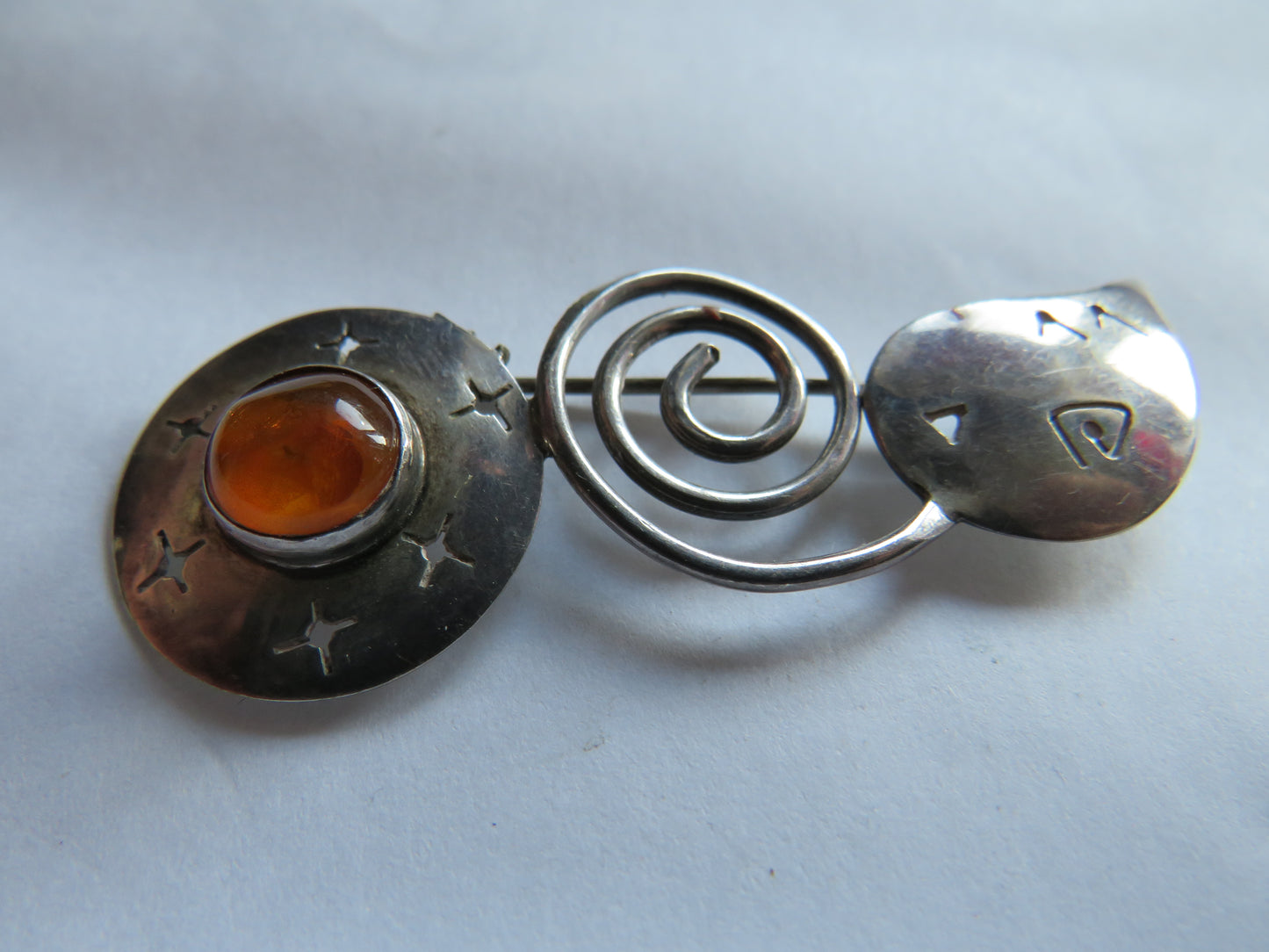 Ladies Sterling Silver Modernist Brooch