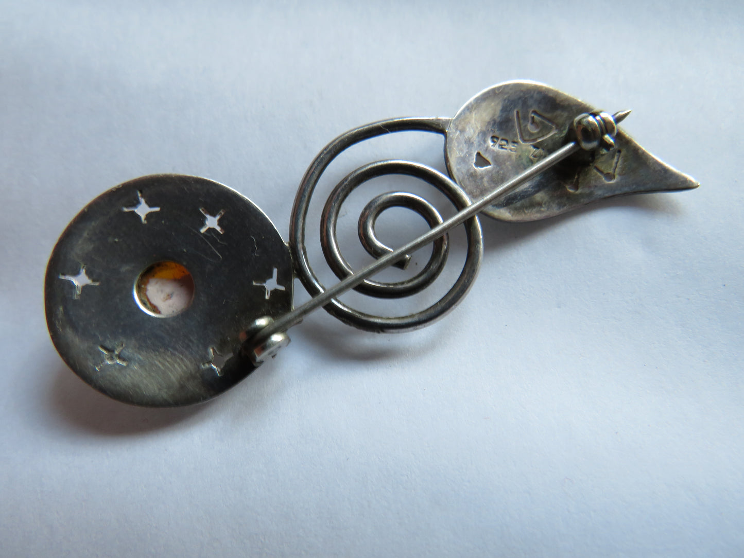 Ladies Sterling Silver Modernist Brooch