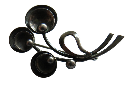 Vintage Danish Sterling Silver Brooch By Hermann Siersbol