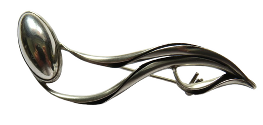 Stylish Polish Silver Modernist Brooch - Fully Hallmarked