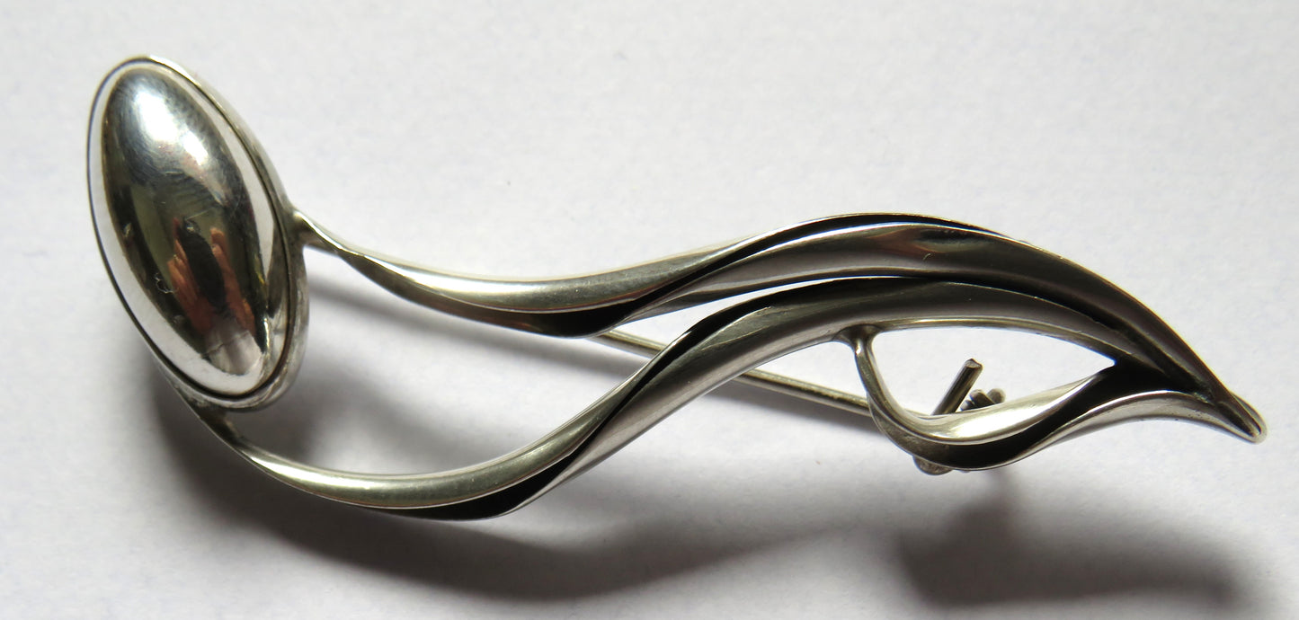 Stylish Polish Silver Modernist Brooch - Fully Hallmarked