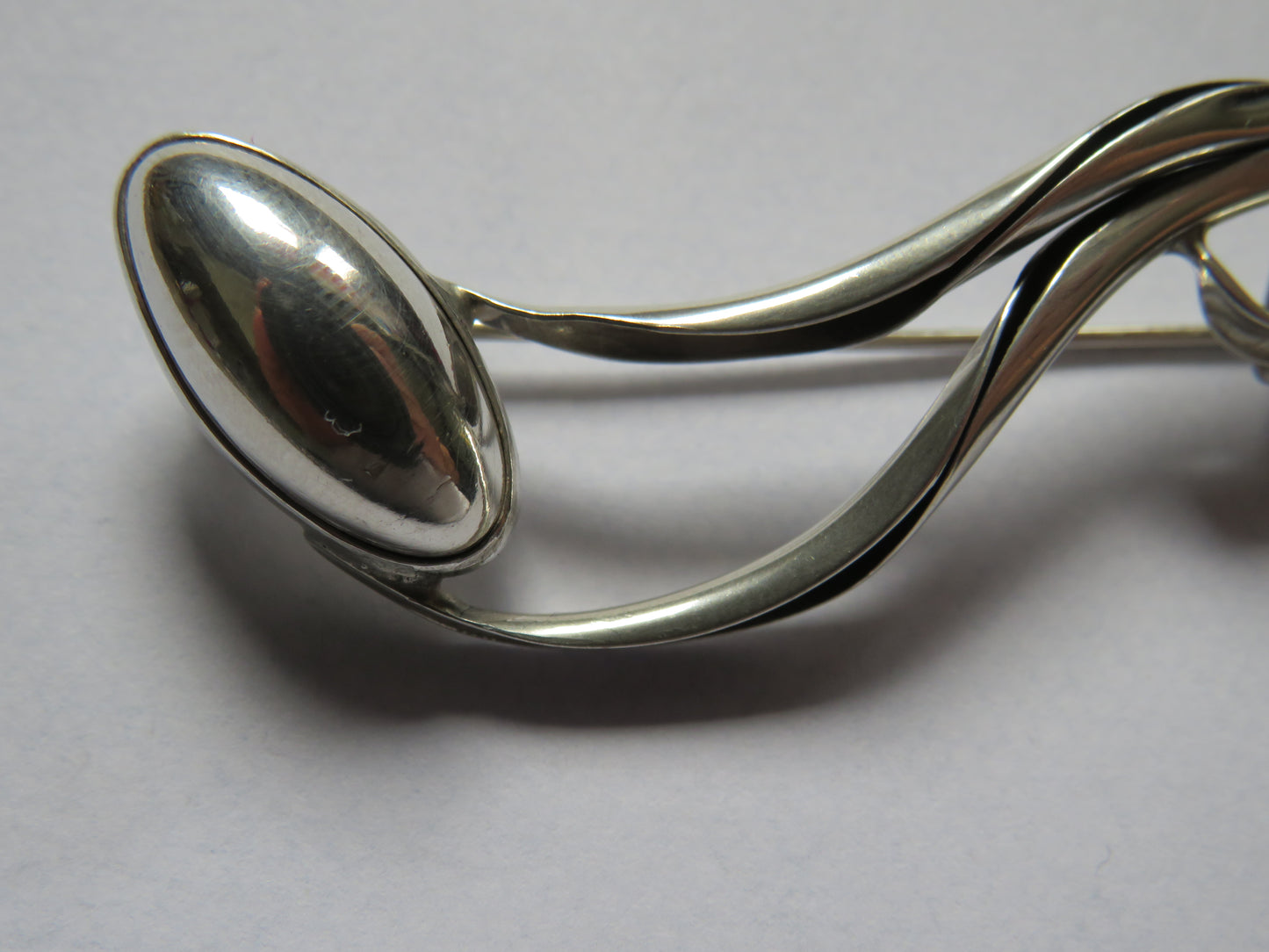 Stylish Polish Silver Modernist Brooch - Fully Hallmarked