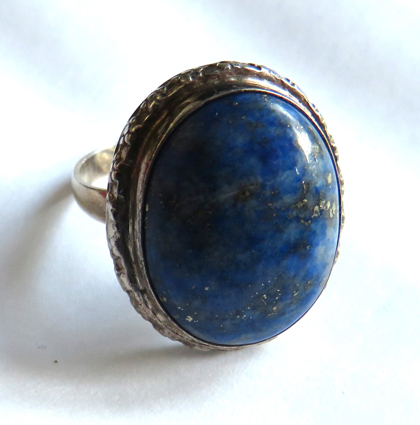 Vintage Sterling Silver & Lapis Lazuli Ring - UK Size N