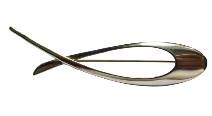 Stylish Sterling Silver Brooch By Malcolm Gray