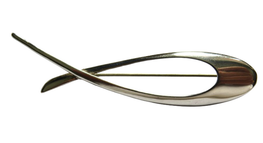 Stylish Sterling Silver Brooch By Malcolm Gray