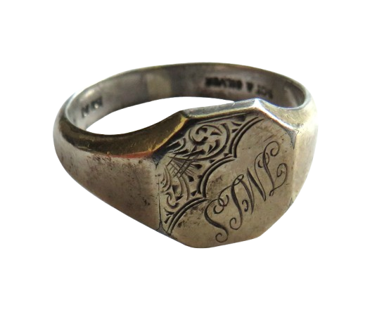 Vintage 9ct Gold & Silver Men's Ring - UK Size T