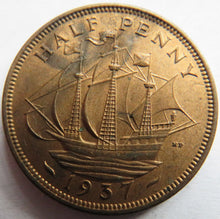 Load image into Gallery viewer, 1937 King George VI Halfpenny Coin In High Grade - Great Britain
