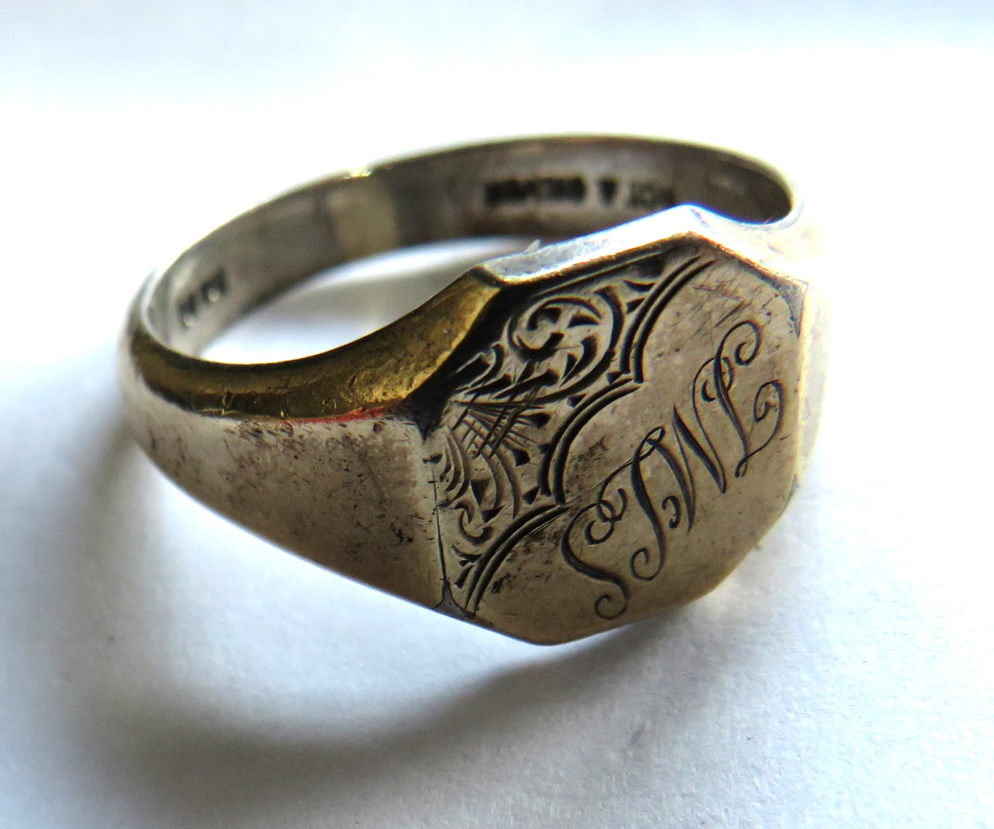 Vintage 9ct Gold & Silver Men's Ring - UK Size T