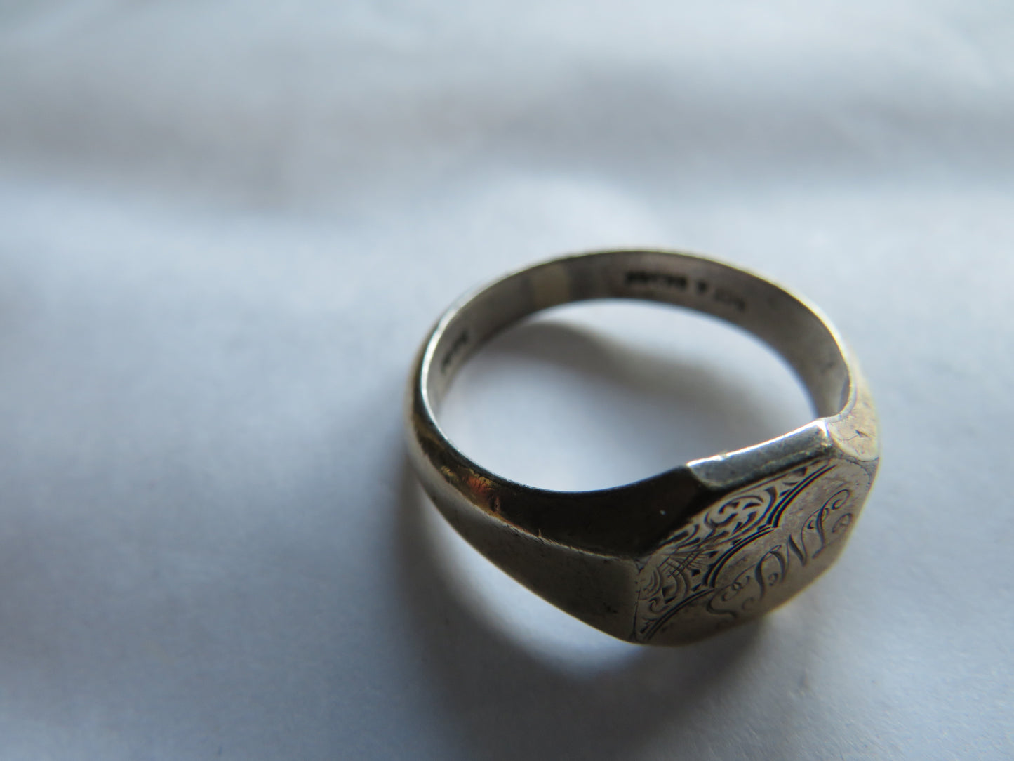 Vintage 9ct Gold & Silver Men's Ring - UK Size T