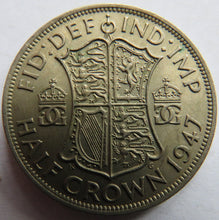 Load image into Gallery viewer, 1947 King George VI Halfcrown Coin In Better Grade
