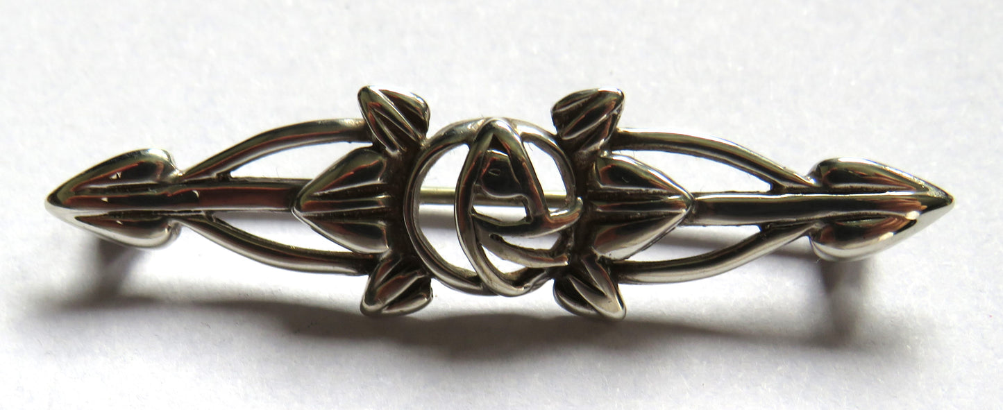Vintage Sterling Silver Ladies Brooch In Mackintosh Style