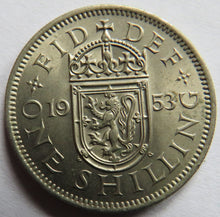 Load image into Gallery viewer, 1953 Queen Elizabeth II (Scottish) Shilling Coin In High Grade
